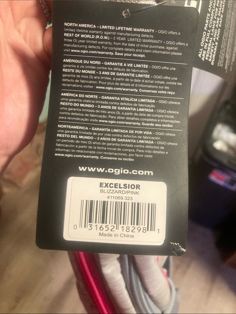 OGIO Light Gray Backpack with Pink Accents - Picture 7 of 7